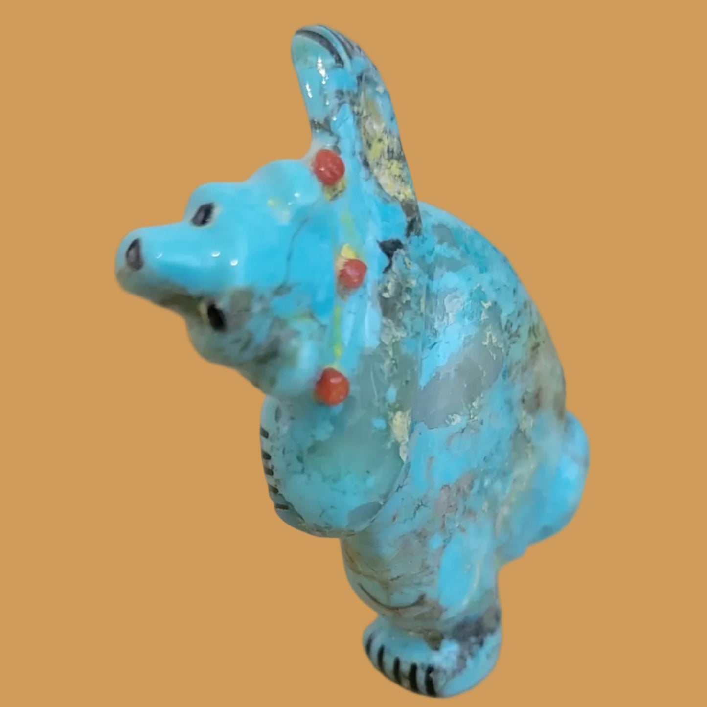 Turquoise Bear Can Balance on Both Feet Zuni Fetish