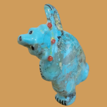 Turquoise Bear Can Balance on Both Feet Zuni Fetish