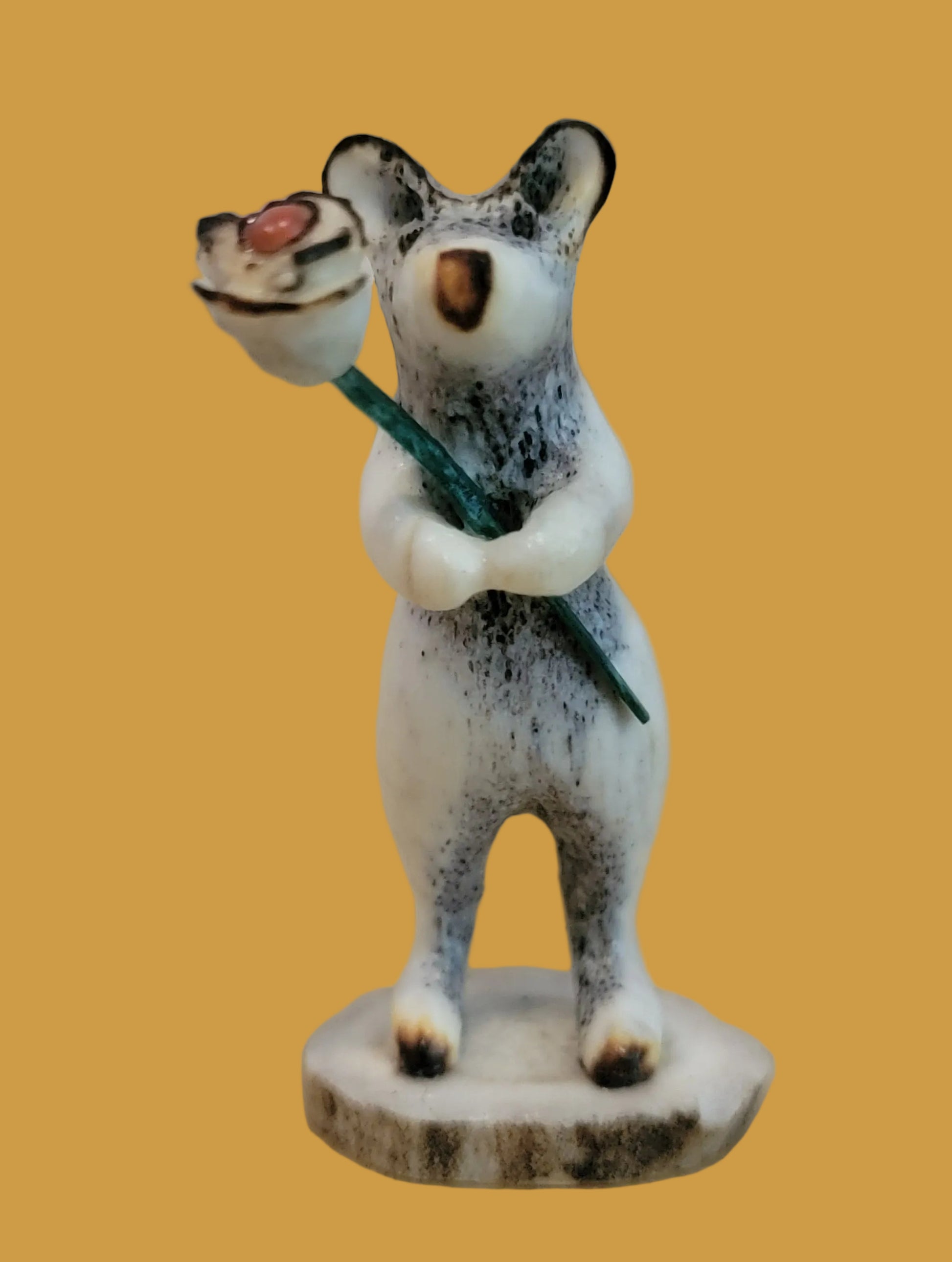 "I Can Buy Myself Flowers" Antler Bear w/Rose Zuni Fetish