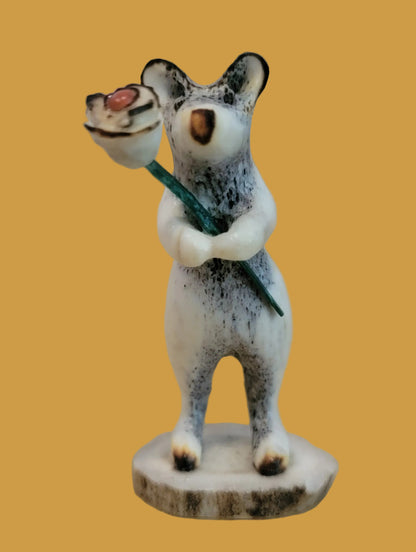 "I Can Buy Myself Flowers" Antler Bear w/Rose Zuni Fetish