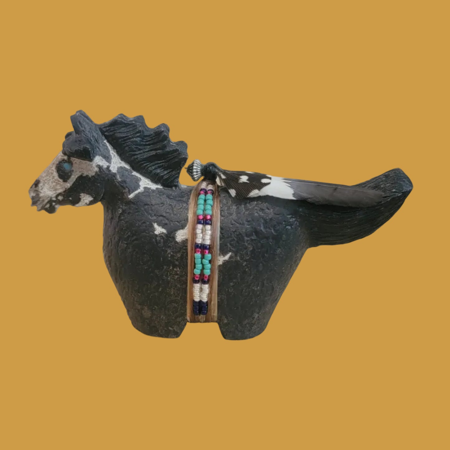 Beautiful Sandstone Navajo Painted Horse on the Run Zuni Fetish