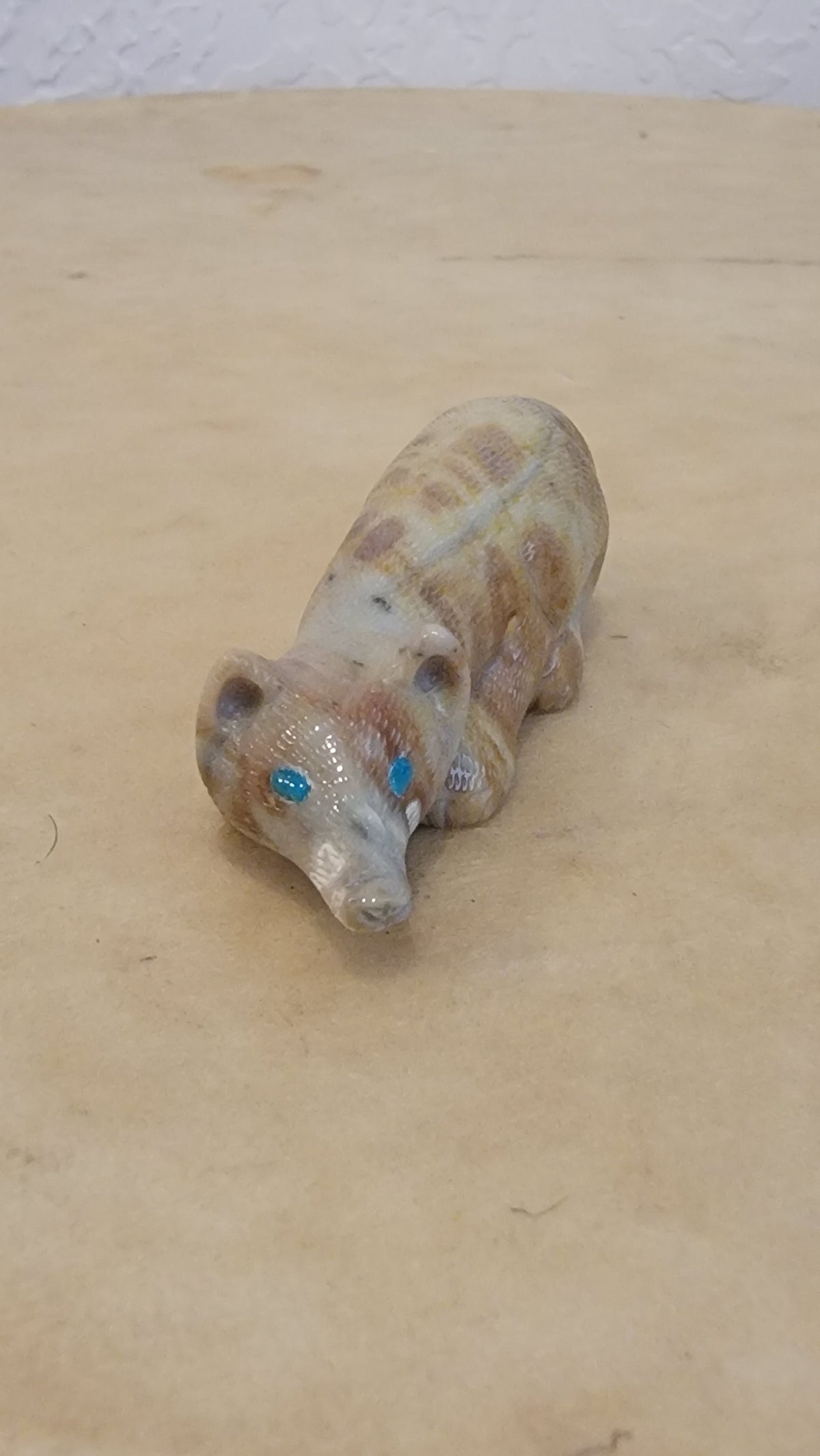 Picasso Marble Alert and Prowling Wolf Pup Zuni Fetish