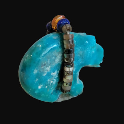 Amazonite Bear w/ Lapis and Carnelian Bundle Zuni Fetish