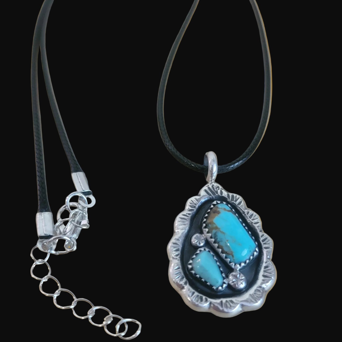 Vintage Wilbur Iule Zuni Sterling Silver w/Turquoise Pendant Indian Jewelry