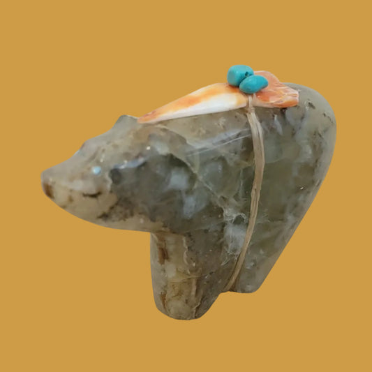 Powerful Tanzanite Fluorite Bear Zuni Fetish