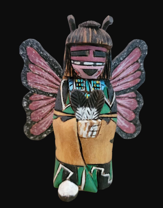 Beautiful Hopi Cottonwood Root/ Handpainted Butterfly Maiden Kachina/Folk Art/Zuni Fetish