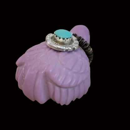 Beautiful Phosphosiderite Bird w/Sterling and Turquoise Offering Zuni Fetish