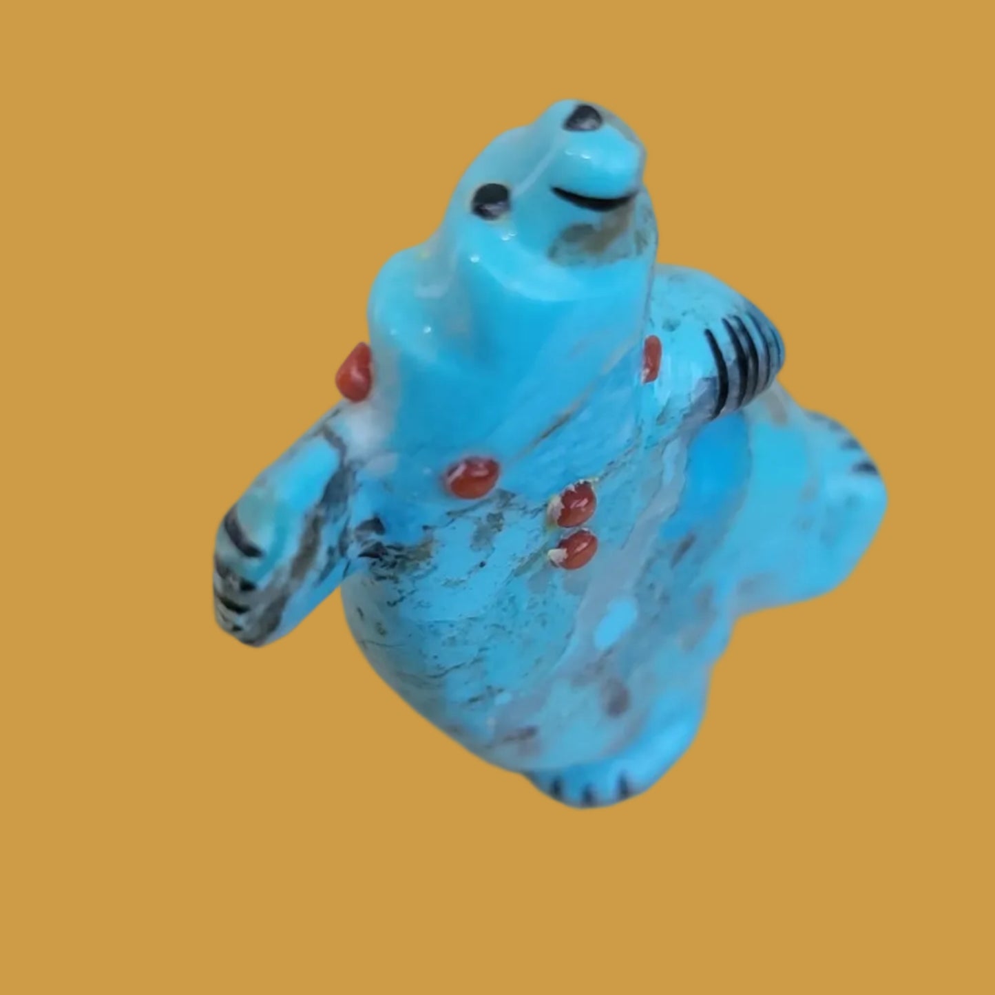 Turquoise Bear Can Balance on Both Feet Zuni Fetish
