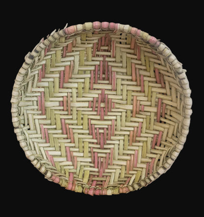 Bleached and Vegetable Dyed Traditional Yucca Hopi Sifter Basket Indian Baskets