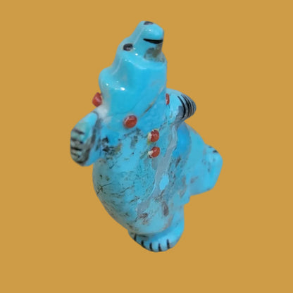 Turquoise Bear Can Balance on Both Feet Zuni Fetish