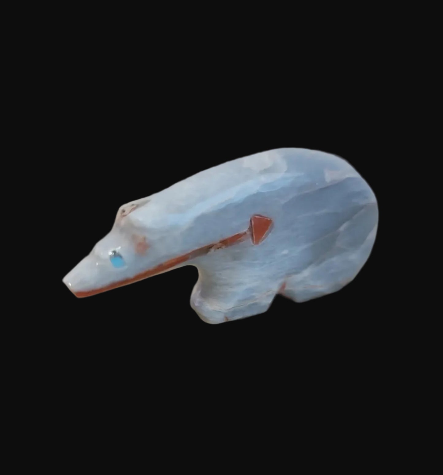 Caribbean Calcite Long Necked Bear Zuni Fetish