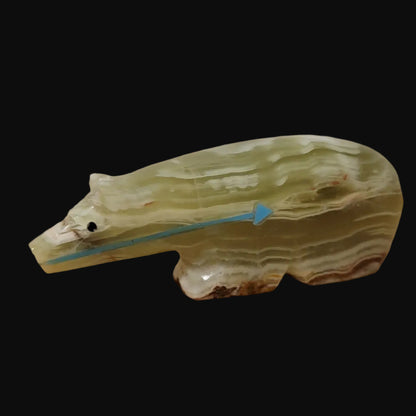 Beautiful Onyx Long Necked Bear Zuni Fetish