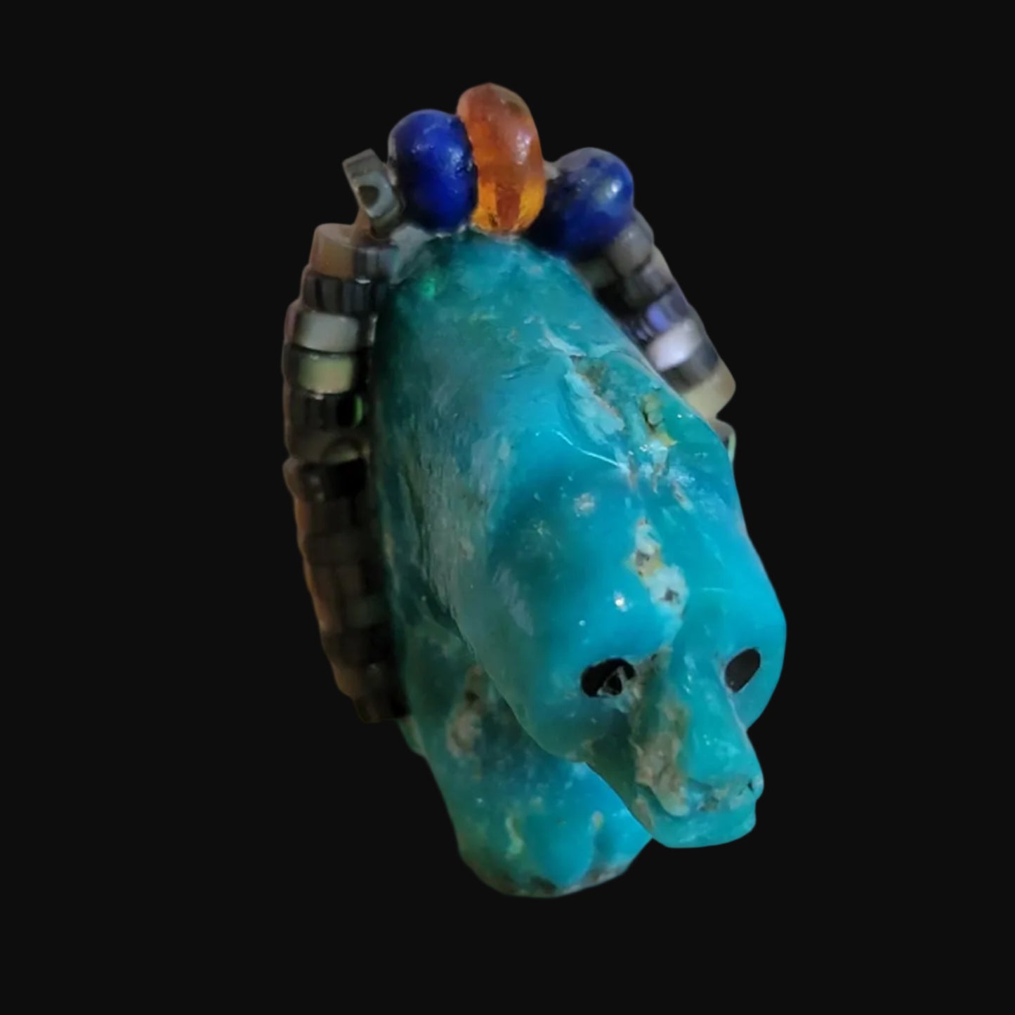 Amazonite Bear w/ Lapis and Carnelian Bundle Zuni Fetish