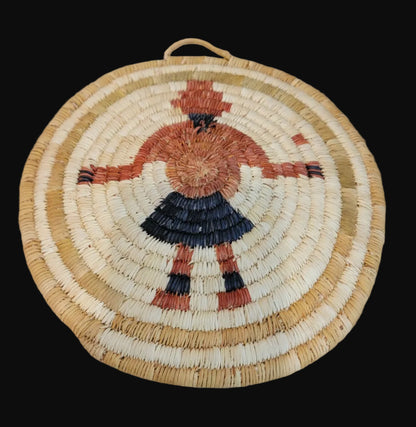 Hopi Coiled Mudhead Clown Kachina Basket/Indian Baskets