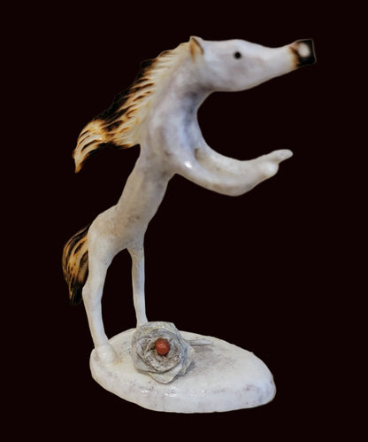 Antler Circus Horse w/ Rose Zuni Fetish