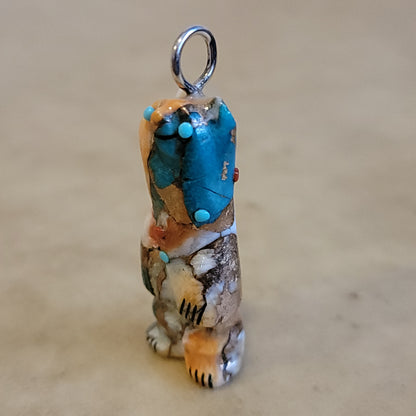 Turquoise/ Spiny/ Pyrite Composite Zuni Fetish Bear Pendant