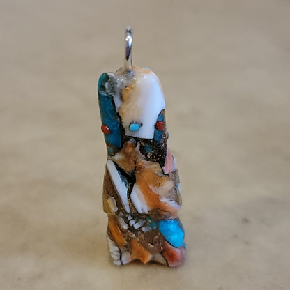 Turquoise/ Spiny/ Pyrite Composite Zuni Fetish Bear Pendant