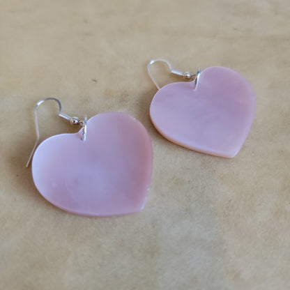 Jesus Espino Pink Shell Hearts Zuni Earrings Indian Jewelry