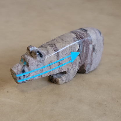 Marble Bear w/Double Heartlines Zuni Fetish