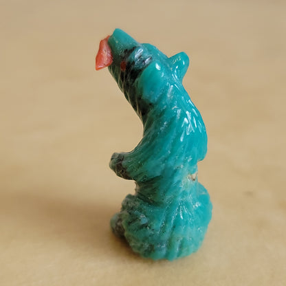 Standing Turquoise Bear w/Fish Zuni Fetish