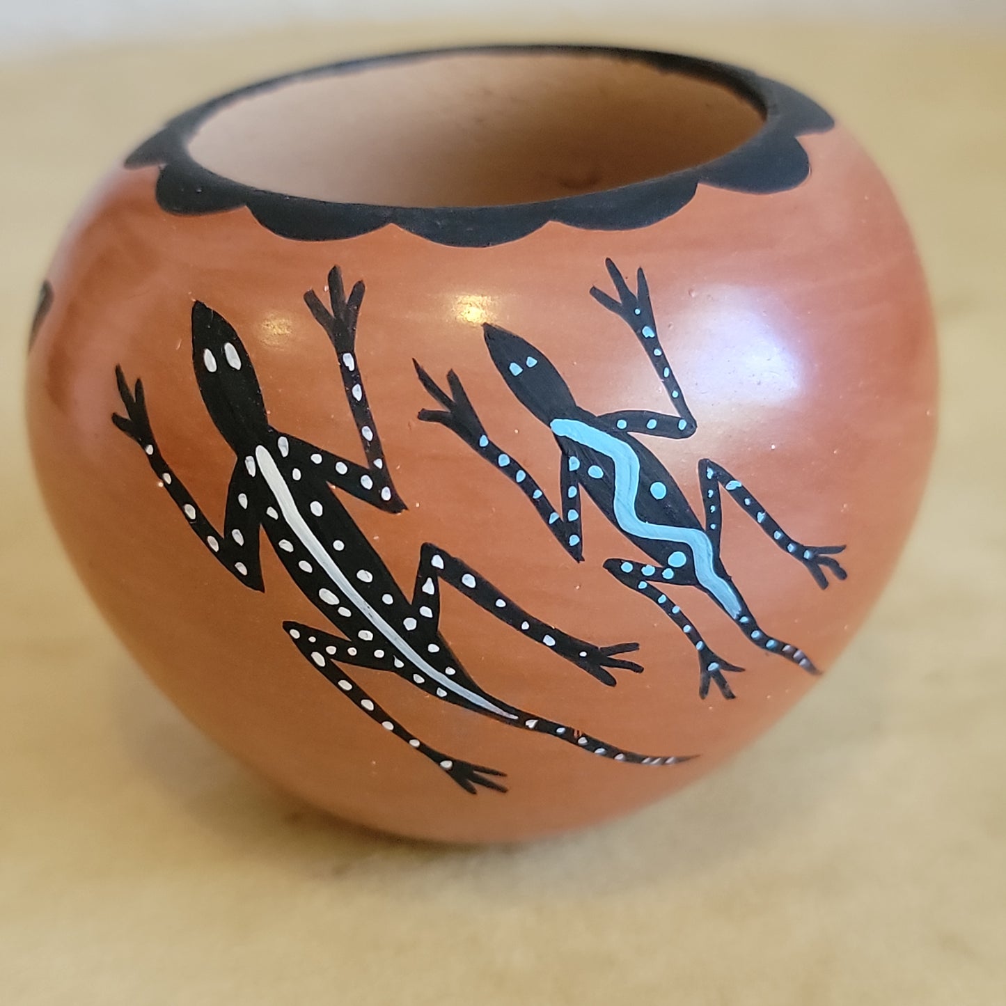 Lupita Yepa Traditional Jemez Pueblo Pottery Bowl w/ Geckos and More