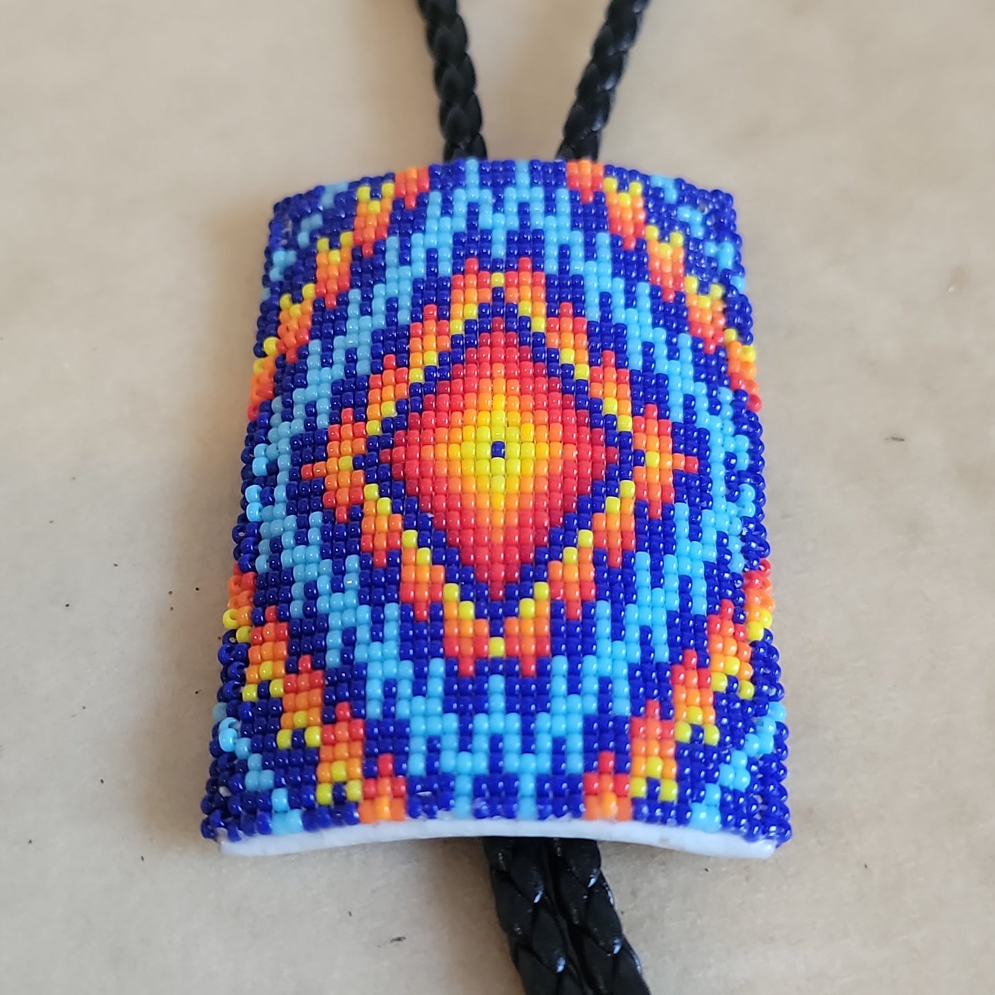 Ervin Jackson Amazing Navajo Indian Beadwork Bolo Tie