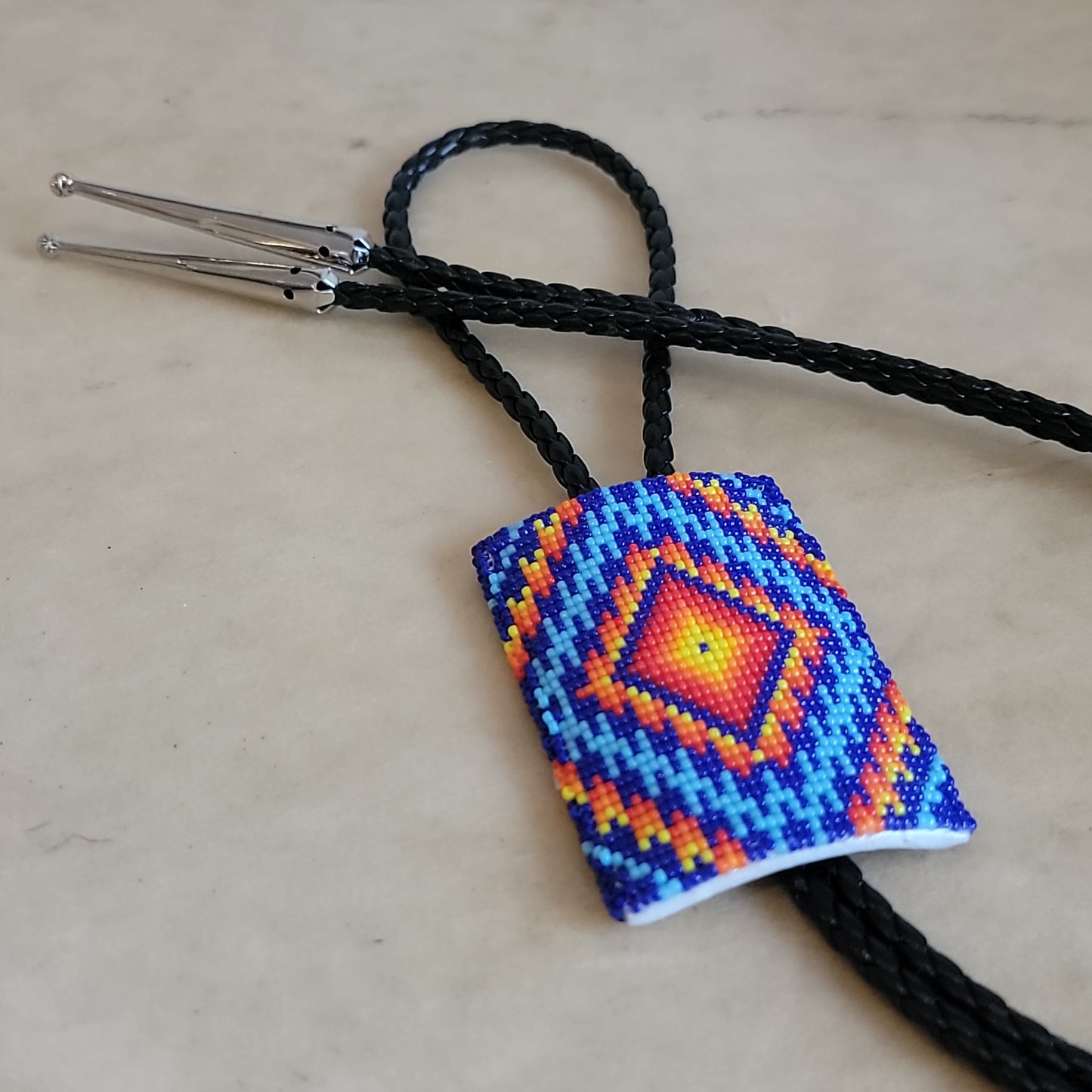 Ervin Jackson Amazing Navajo Indian Beadwork Bolo Tie