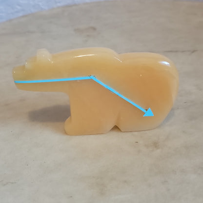 Large Calcite Bear w/Heartline Zuni Fetish