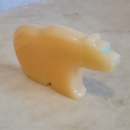 Large Calcite Bear w/Heartline Zuni Fetish