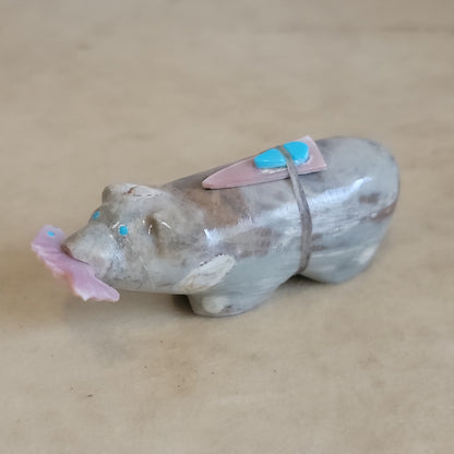 Delvin Leekya's Picasso Marble Bear with Fish Zuni Fetish