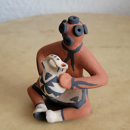 Bonnie Fragua Mudhead Clown With Wedding Vase Jemez Indian Pottery