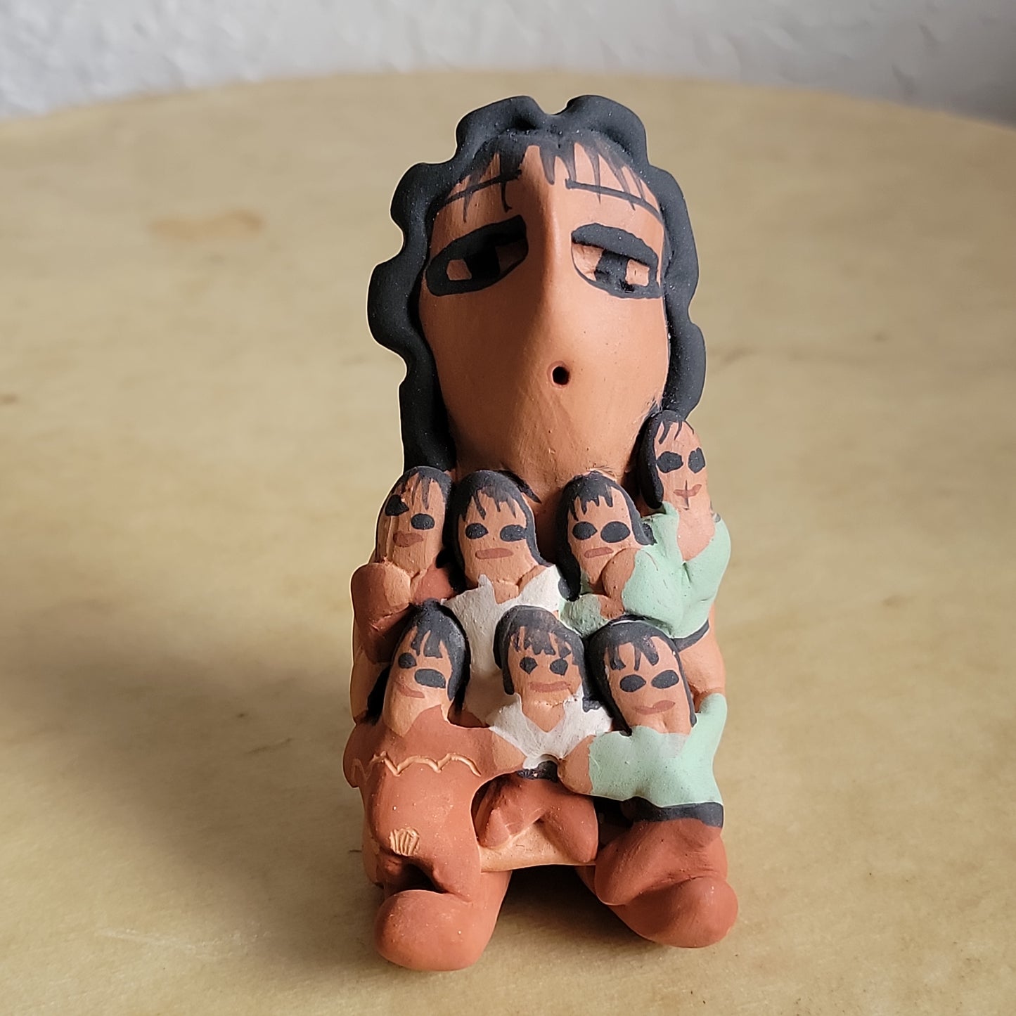 Eva Plummer Navajo Pottery Storyteller w/ Seven Babies