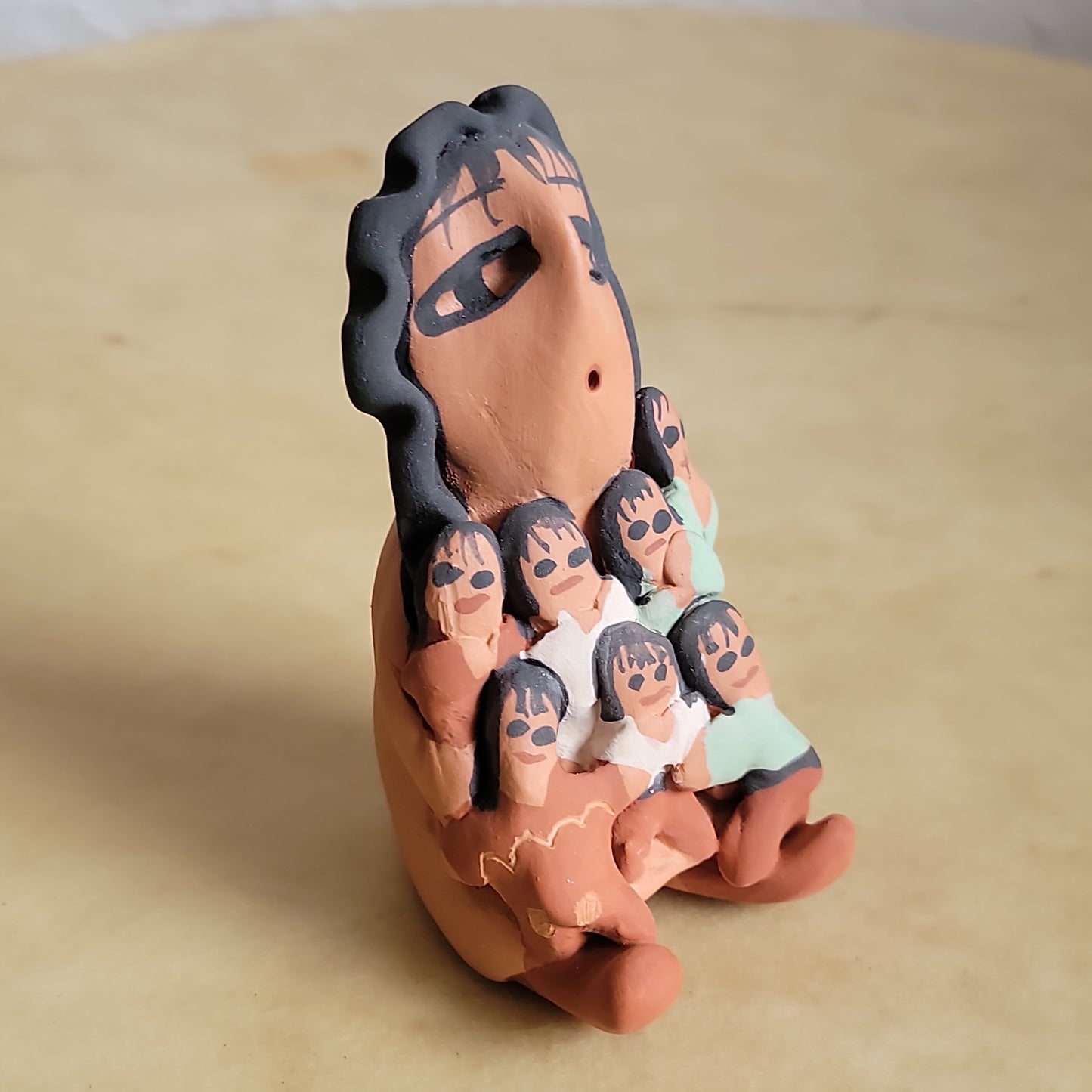 Eva Plummer Navajo Pottery Storyteller w/ Seven Babies