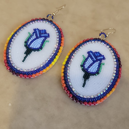 Valerie Willey Navajo Cut Glass Beads Floral Pattern Earrings Indian Jewelry