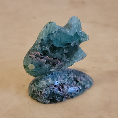 Jerome Tsalabutie Elegant Fluorite Fish on Base Zuni Fetish