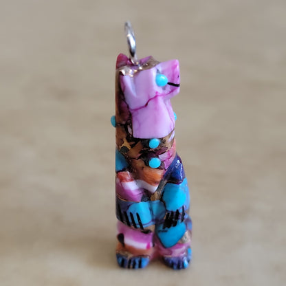 Colorful Composite Bear Zuni Fetish Pendant