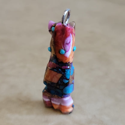 Colorful Composite Bear Zuni Fetish Pendant