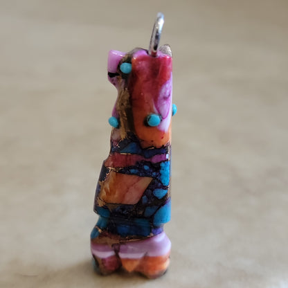 Colorful Composite Bear Zuni Fetish Pendant