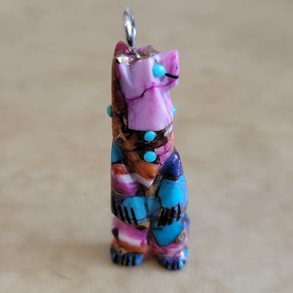 Colorful Composite Bear Zuni Fetish Pendant