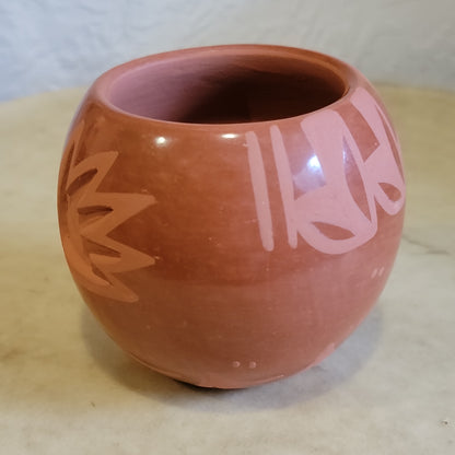 Birdell Vine Flower Bourdon Santa Clara Carved Redware Pueblo Pottery