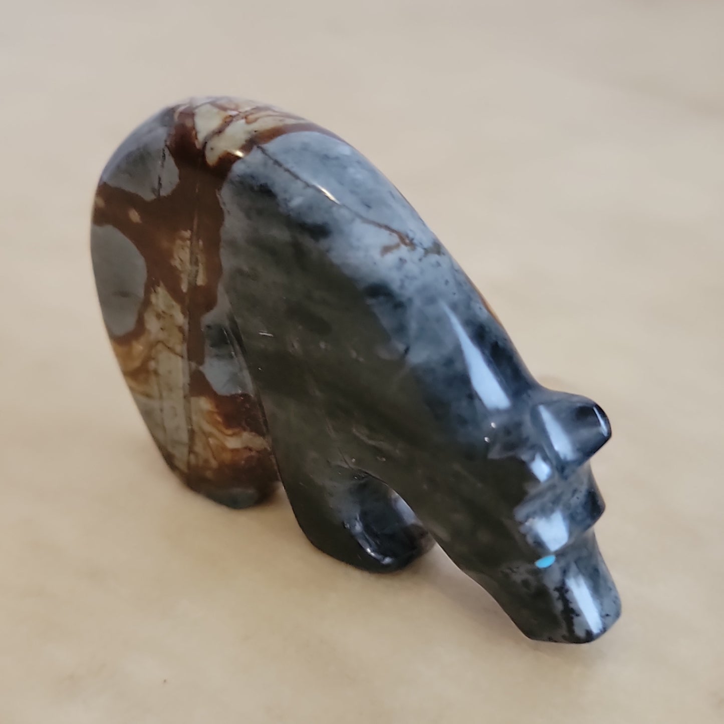 Rodney Laiwakete Picasso Marble Zuni Fetish Bear