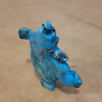 Turquoise Happy Dancing Bear Zuni Fetish