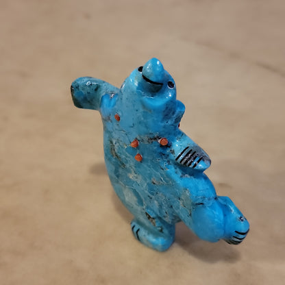 Turquoise Happy Dancing Bear Zuni Fetish