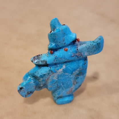 Turquoise Happy Dancing Bear Zuni Fetish