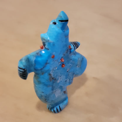 Turquoise Happy Dancing Bear Zuni Fetish