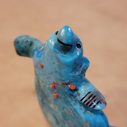 Turquoise Happy Dancing Bear Zuni Fetish