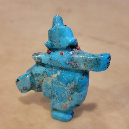 Turquoise Happy Dancing Bear Zuni Fetish