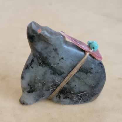 Daphne Quam Labradorite Sitting Bear Zuni Fetish