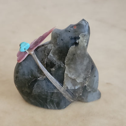 Labradorite Sitting Bear Zuni Fetish