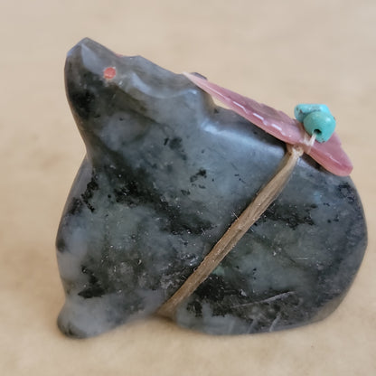 Labradorite Sitting Bear Zuni Fetish